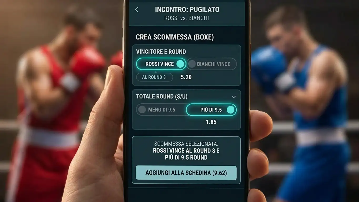 Combinazione del mercato vincitore e round con la linea Under Over riprese