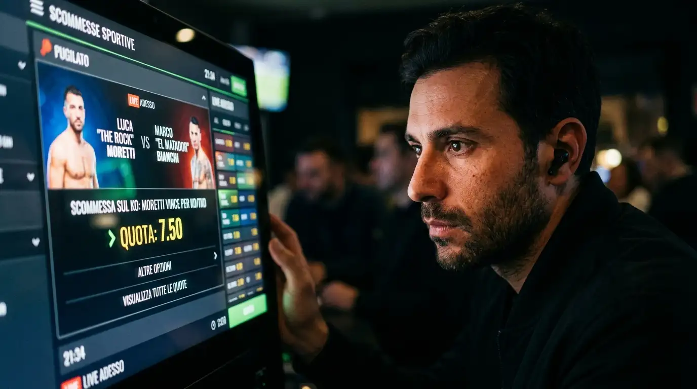 Schermo scommesse con una quota KO allettante che attira lo scommettitore