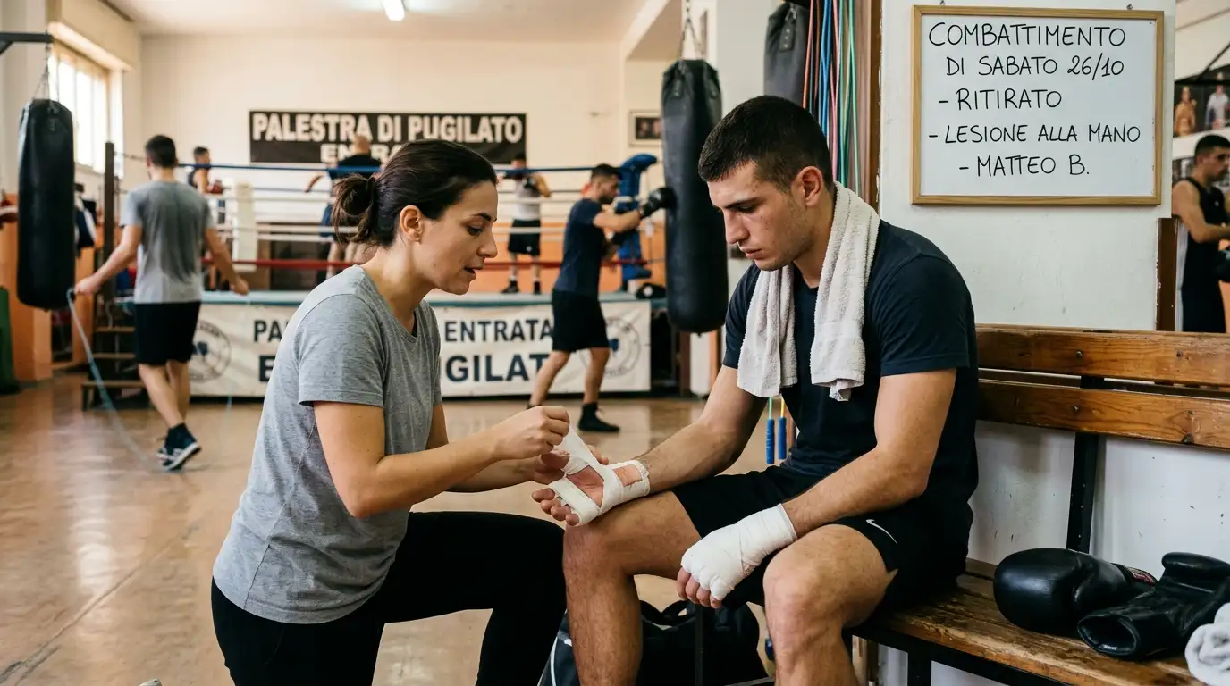 Pugile infortunato in allenamento che salta un incontro previsto da un antepost