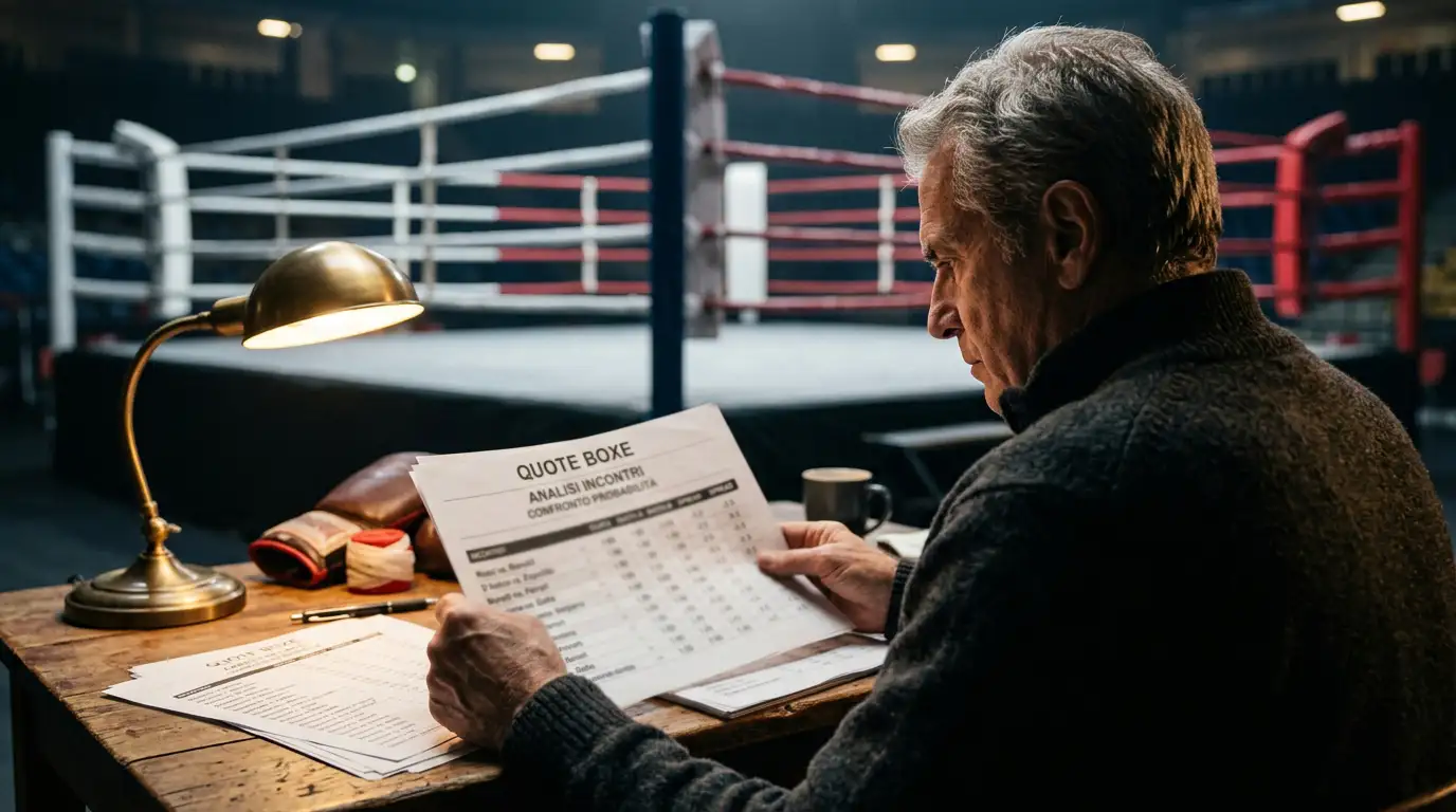 Analista confronta con attenzione le quote di diversi incontri di boxe sulla carta